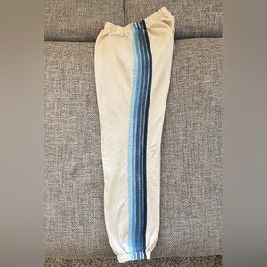 Aviator Nation 🌈 Vintage White Blue Ombré Stripe Sweats Size Small FLAW
